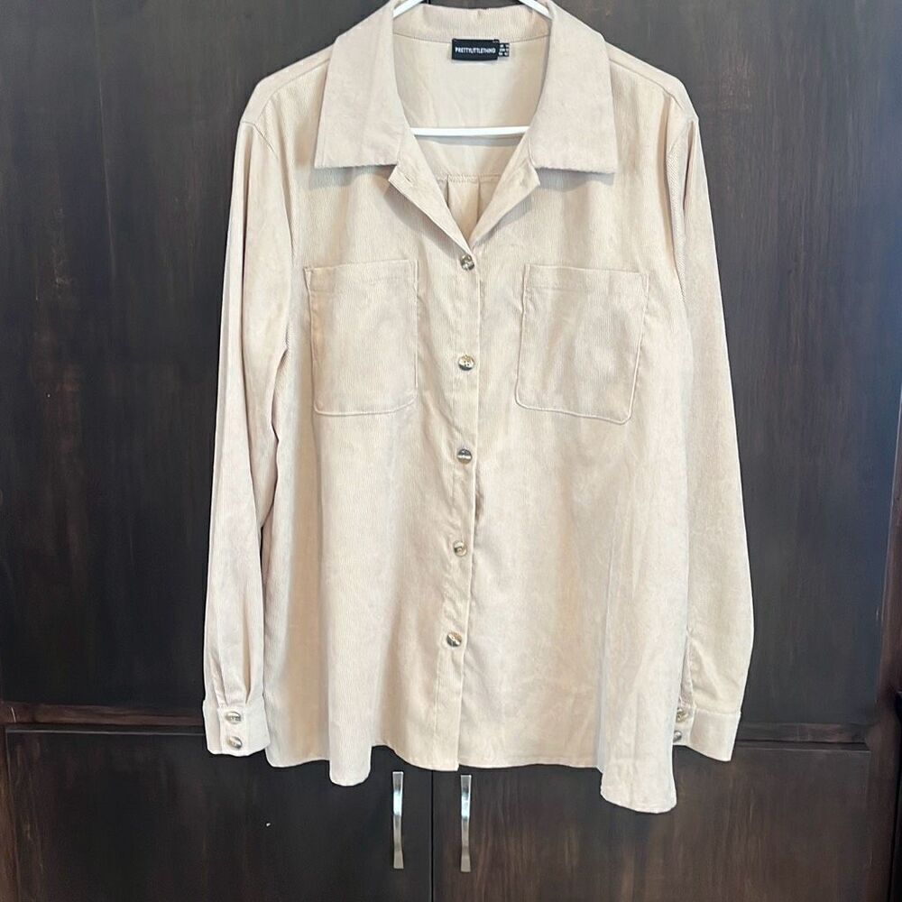 Pretty Little Thing Oversized Corduroy Button Front Shirt Size 10